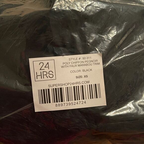 Dolls Kill | NWTs 24 HRS Black Chiffon Faux Marabou Fur Short Robe - Picture 4 of 5
